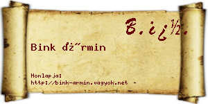Bink Ármin névjegykártya